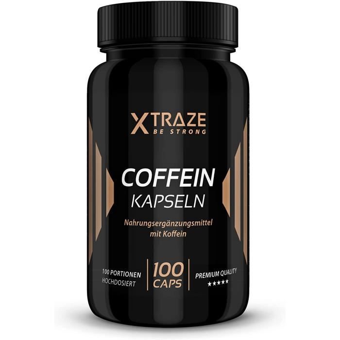 Capsules Caféine 200mg à Forte Dose XTRAZE Pack de 100 Gelules pour 100 Jours de Soins Continus café sport nutrition