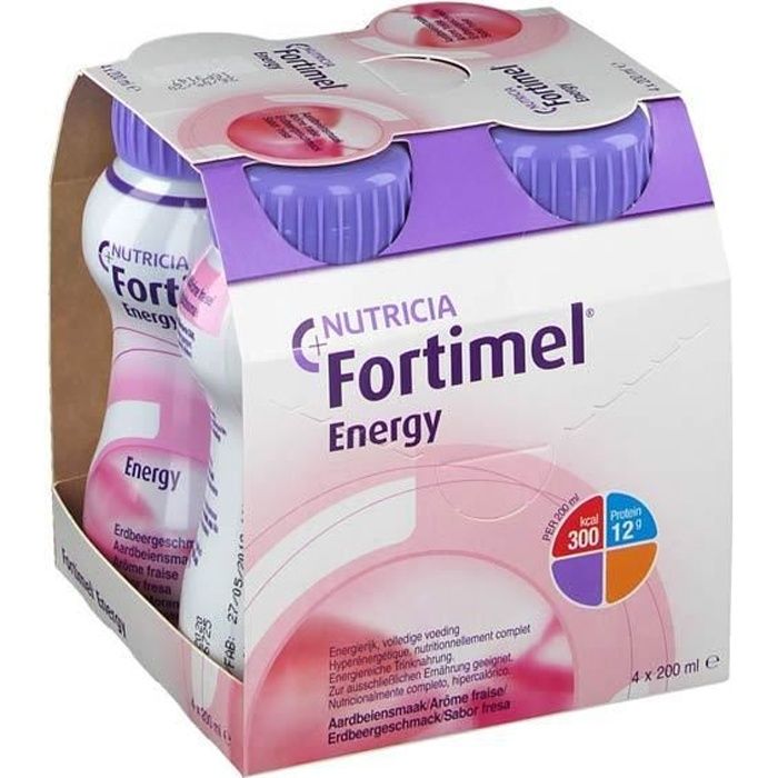 Nutricia Fortimel Energy Sans Lactose Arôme Fraise 4 x 200ml