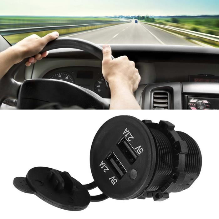 Drfeify prise de prise de chargeur USB 5V 2.1A double chargeur USB adaptateur allume-cigare prise femelle pour voiture moto camion