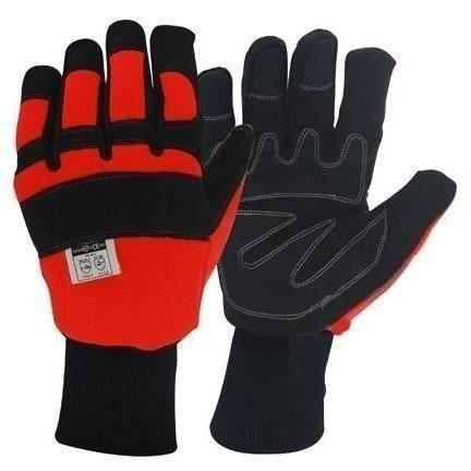 Gants de tronçonnage hiver taille 9/M, avec protection du dos de la main sur le gant gauche