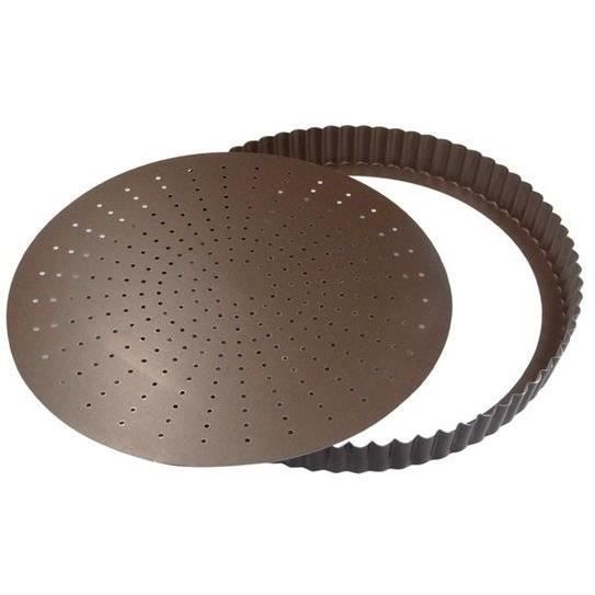 MOULE A TARTE TOURTIERE PERFOREE CANNELLEE FOND AMOVIBLE REVETEMENT ANTI ADHERENT 20 CM - GOBEL
