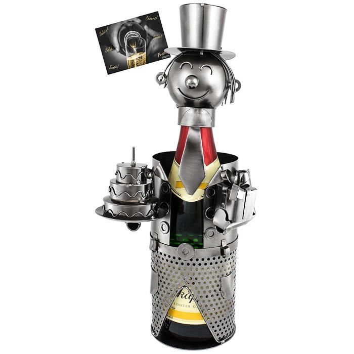 BRUBAKER Porte-bouteille de champagne - Anniversaire - Métal - Carte de vœux incluse - Idée cadeau originale - Objet décoratif