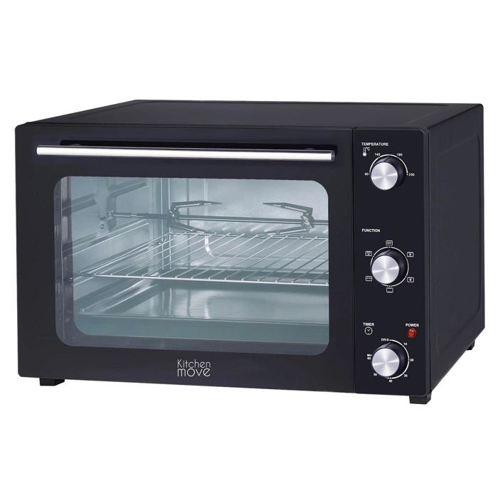 Four multifonction 48L chaleur tournante tournebroche grill 1800w ARIZONA noir 5 programmes de cuisson avec minuterie et accessoires