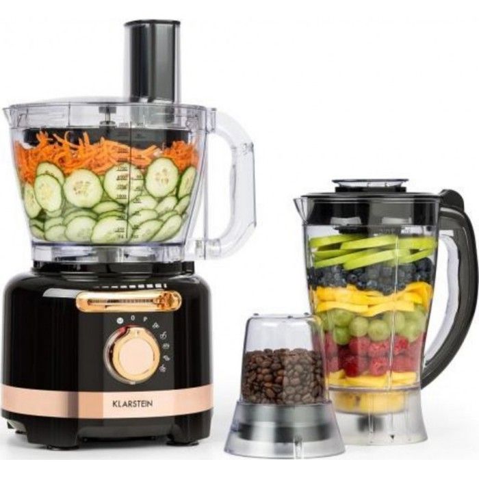 Klarstein Luca Blender mixeur sur pied multifonction 3 litres, fonction extracteur de jus , nombreux accessoires , sans BPA - Noir