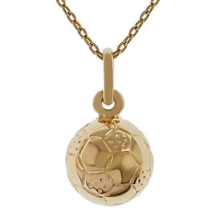 Chaîne 45 cm et Pendentif Ballon Football Enfant Or Jaune GF 750*