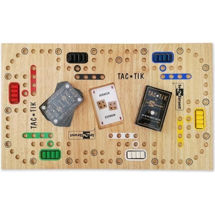 JEU du TAC★TIK de 2 à 6 joueurs, plateau modulable, 7 ans et + jeu de société familial en bois d'Évéa éco-responsable, normes CE.