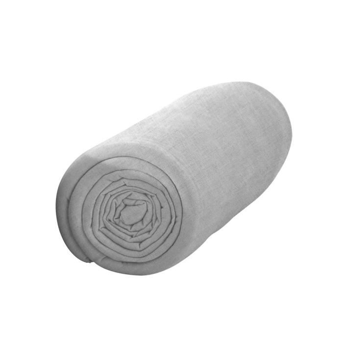 TODAY Drap housse 100% coton - 160 x 200 cm - Zinc TODAY