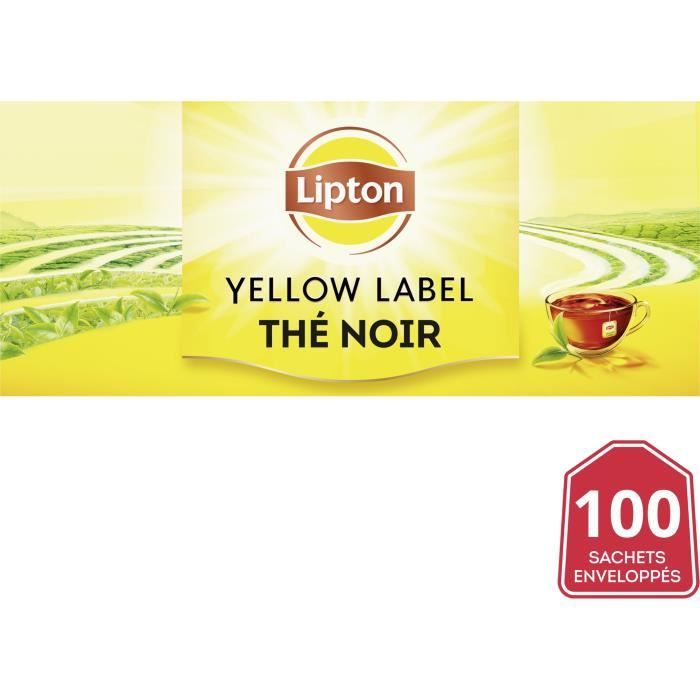 LIPTON Lot de 100 sachets de thé parfumé Yellow Label - 200 g