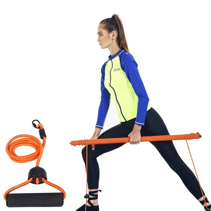 Barre de Pilates avec sac de rangement de bande de résistance Kit de bâton de barre d'exercice de yoga Barre de tonification mus-46