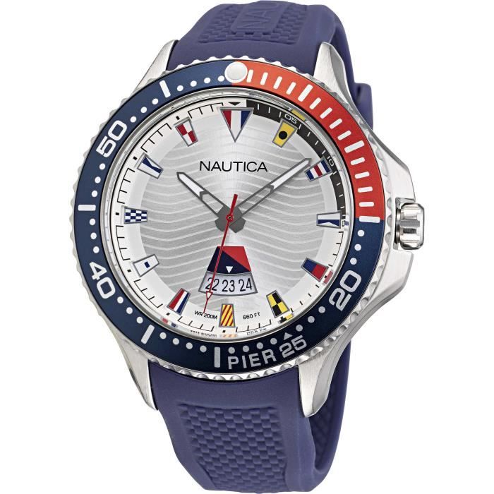 montre seul le temps homme Nautica Pier 25 Bleu à vis NAPP25F16