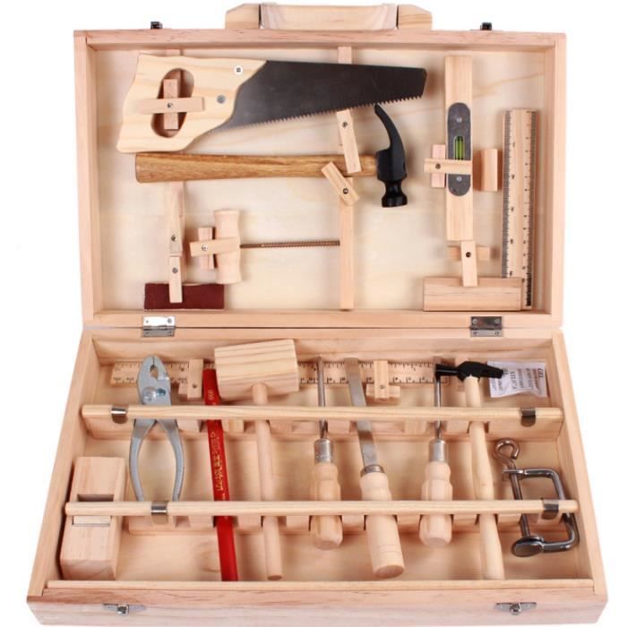 OLALI® New Enfants Simulation de Maison En Bois Service Boîte Outil De Réparation Kit Drôle Intelligence Jouet