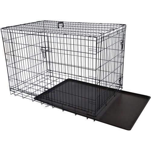 Caisse pour chien en métal de 36 pouces, XL, double portes, cage de chenil pliante à deux portes, assemblage facile