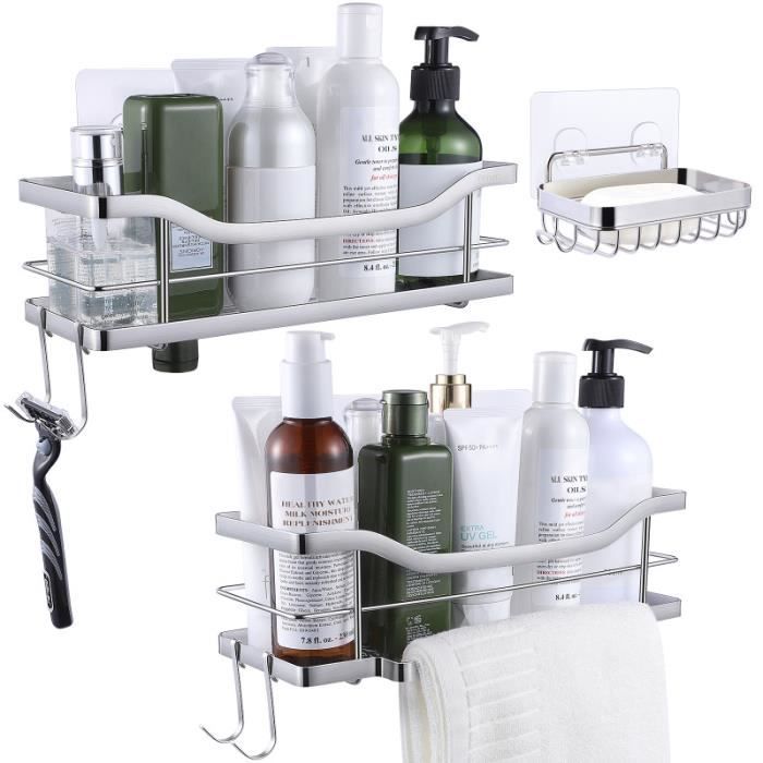 HOMEMAXS étagères de douche porte-savon en acier inoxydable étanche Design creux Caddies de pour RANGEMENT - CASIER - ETAGERE
