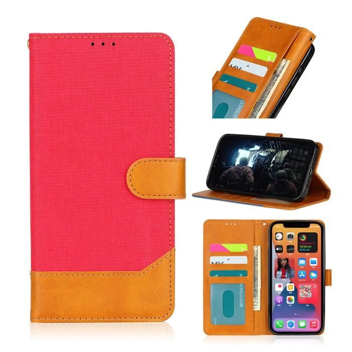 Etui pour OnePlus Nord 2 5G 6.43-, Premium Flip Portefeuille Protection Etui Housse en Ultra-Mince avec Carte Fente-Rouge FBPJWG