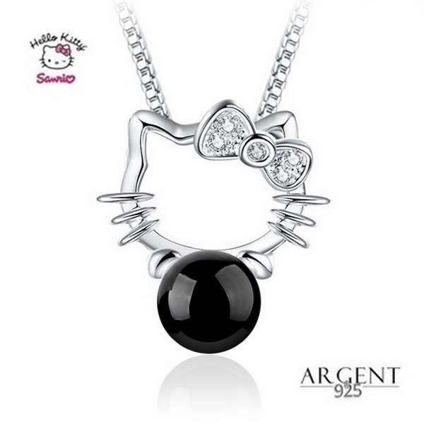 Collier Pendentif Hello Kitty Perle Argent 925