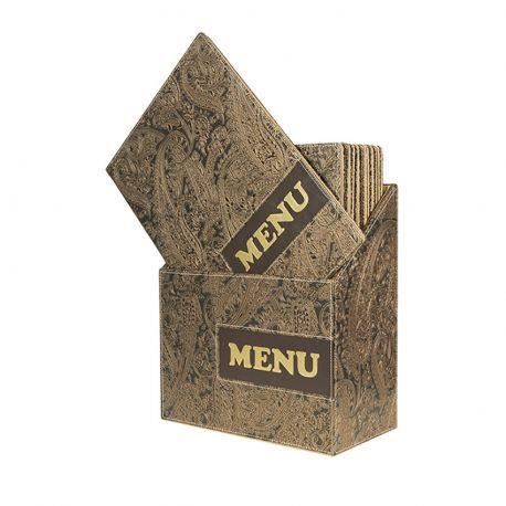 Design A4 Paisley - BOX 10 protège-menus 14,6 Marron