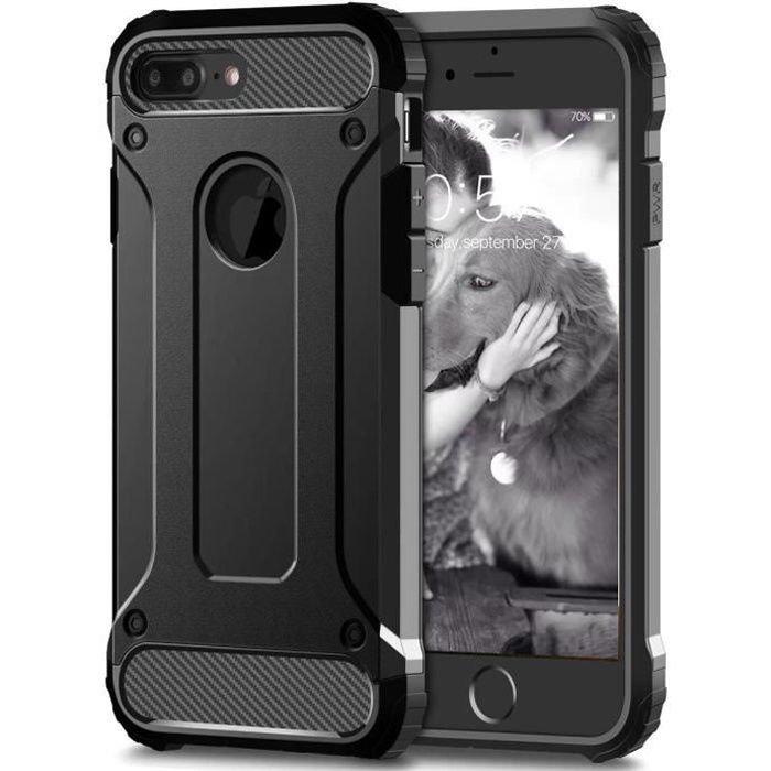 SmartLegend Anti Choc Coque iPhone 8 Plus TPU&PC Bumper Protection complète Cas Noir