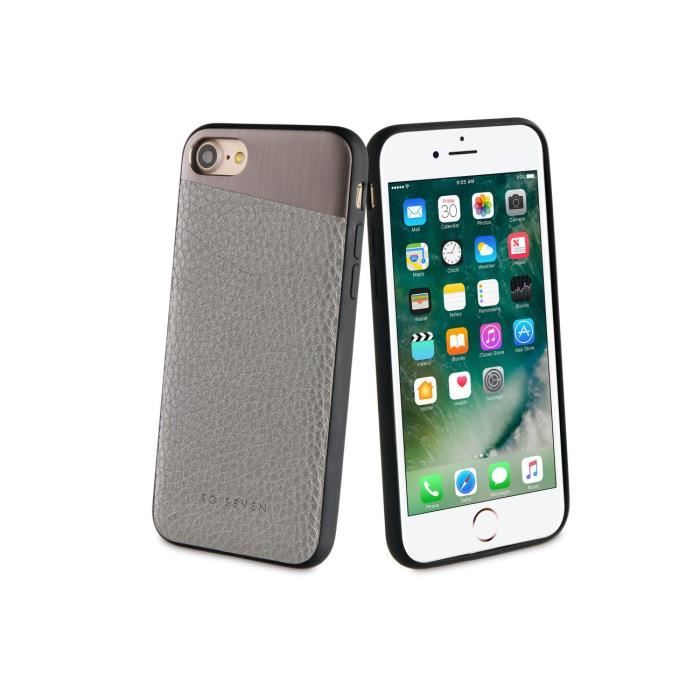 SO SEVEN METALLIC Coque PU + METAL Gris SIDERAL APPLE IPHONE 7
