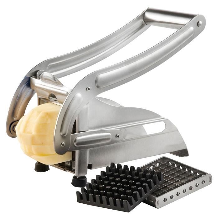 Coupe-Frites Avec Lames De Coupe Interchangeables - Pour Des Frites Anglaises Ou Américains Maison - En Acier Inox 304 Haute Qualité