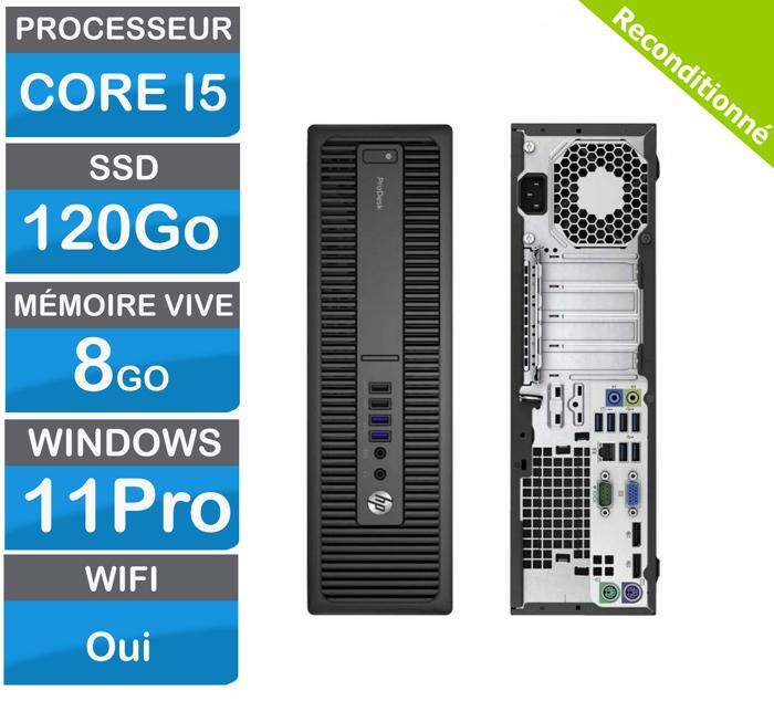 HP Prodesk 600 G1 SFF i5-4570 – 8Go SSD 120Go Windows 11 Pro – WIFI – Unité Centrale Reconditionnée pas chère
