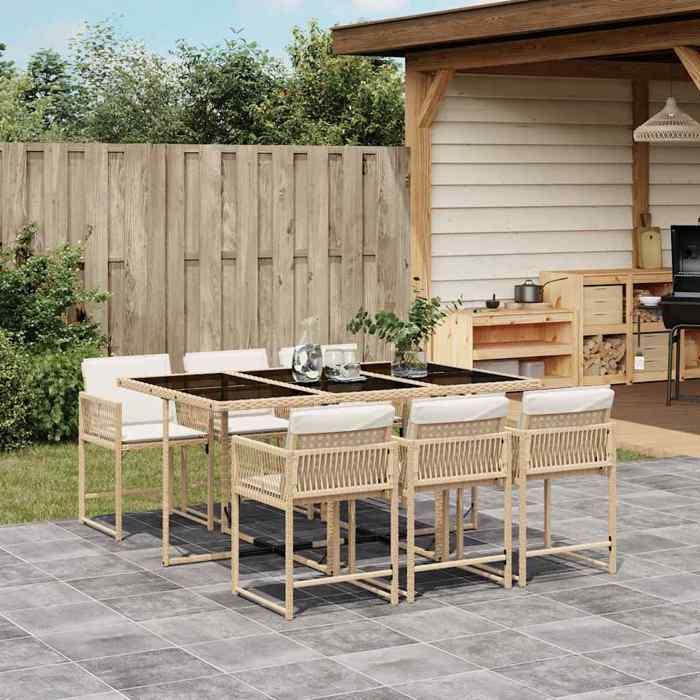 vidaXL Ensemble à Manger de Jardin avec Coussins 7 pcs Table et Chaises à Dossier Rabattable Meubles dExtérieur Patio 3211450