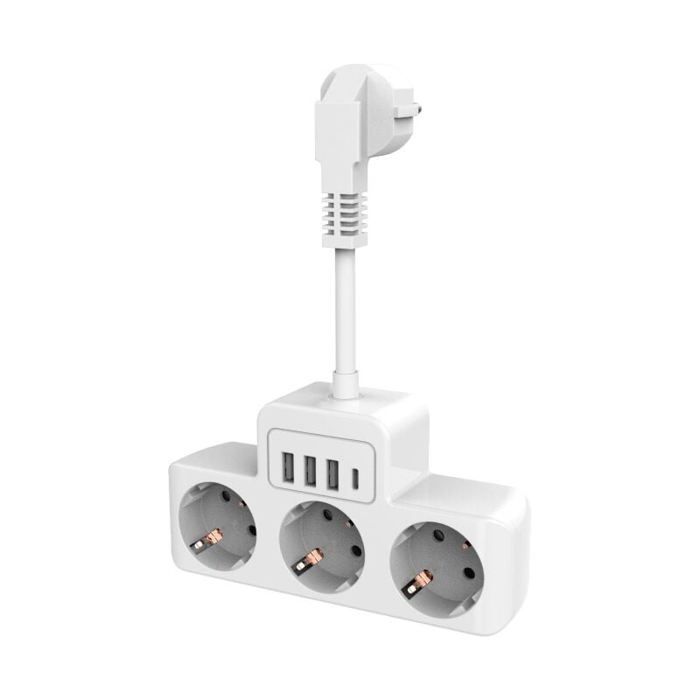 Multiprise avec interrupteur individuel multiprise murale USB C avec 4 prises et 3 chargeurs USB