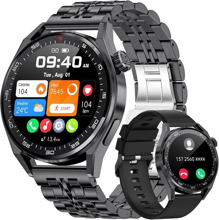 Montre Connectée Homme Avec Appel Bluetooth,Charge Sans Fil,1,39''Tracker D'Activité Pour Santé