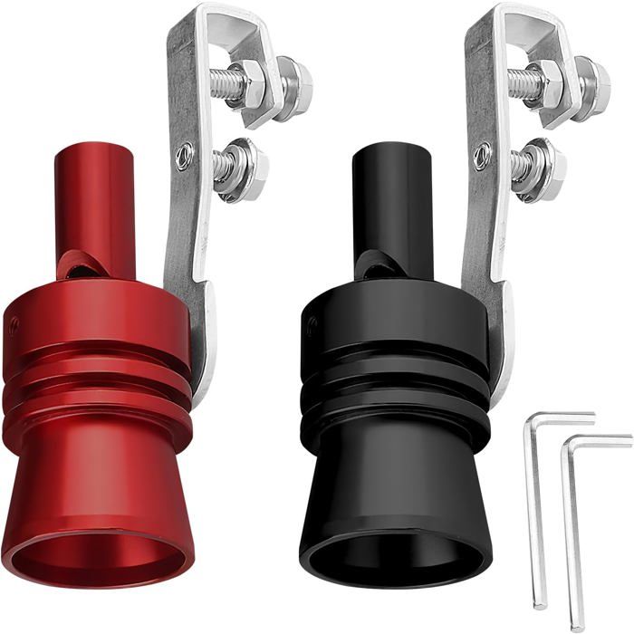 2 Turbo Sifflets Simulateur Échappement - Tuyau Aluminium Universel Taille L, Son Turbo Noir