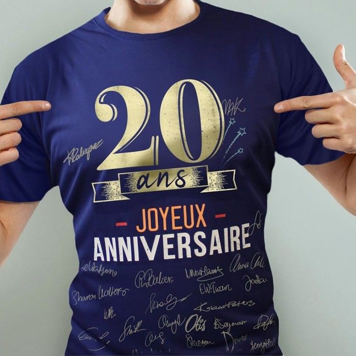 T-SHIRT À DÉDICACER 20ANS ANNIVERSAIRE HOMME XL XL Blanc T-SHIRT À DÉDICACER 20ANS ANNIVERSAIRE HOMME XL XL Blanc