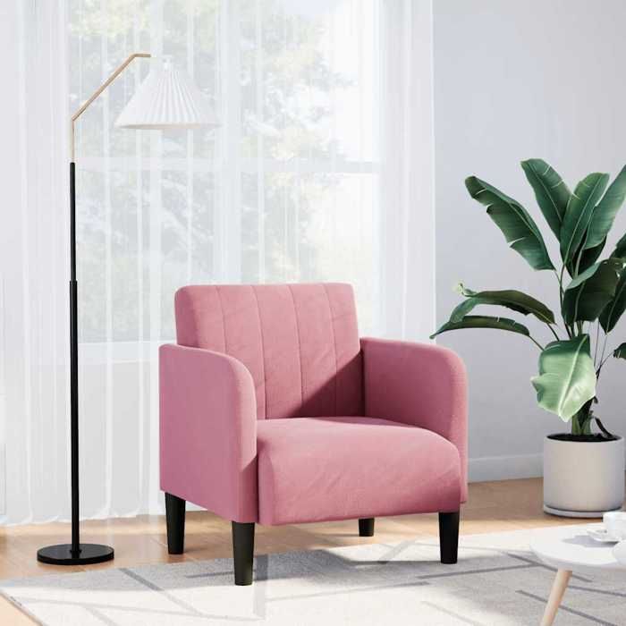 CHIC Fauteuil avec accoudoirs rose 54cm velours - Fauteuil avec accoudoirs rose 54cm velours ABHT 5405753