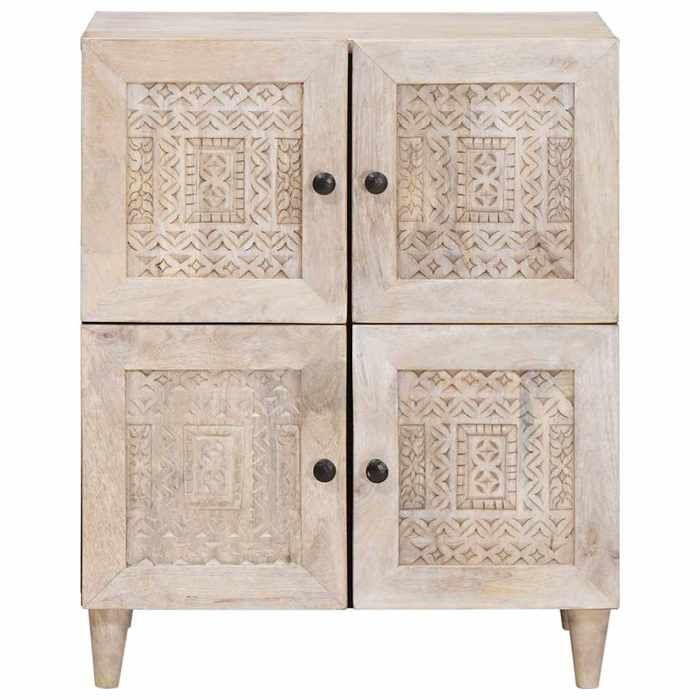 Buffet en bois de manguier - vidaXL - Blanc - 33.5x60x75 cm - 4 portes - Bois de manguier massif - Design moderne