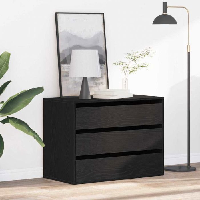Commode de chambre Vidaxl Armoire à tiroirs Noir 80 x 41 x 58 cm Bois dingénierie