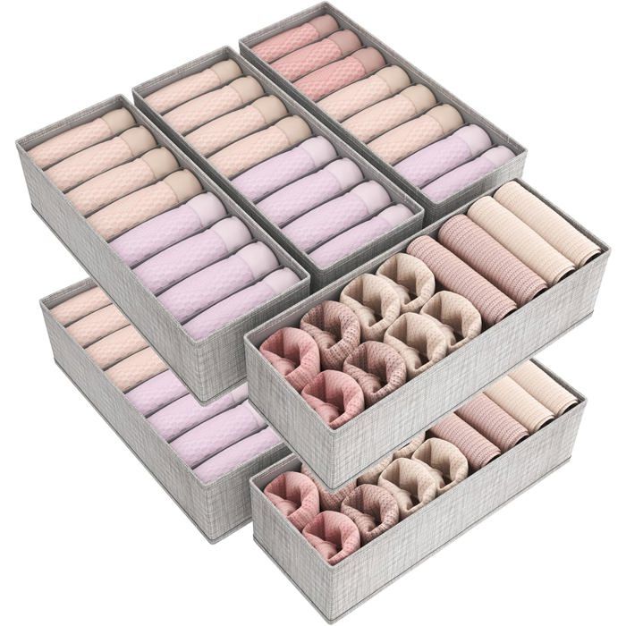 Lot de 8 Organisateur Tiroir pour Commode Separateur de Tiroir Pliable Boite Rangement Vetement Panier Rangement