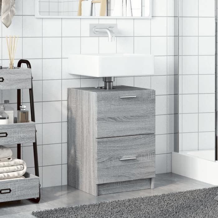 (Vente chaude) Meuble dévierCLARENCECabinet Sous vasqueCabinet de toilette， sonoma gris 40x37x59 cm bois dingénierie - M743731