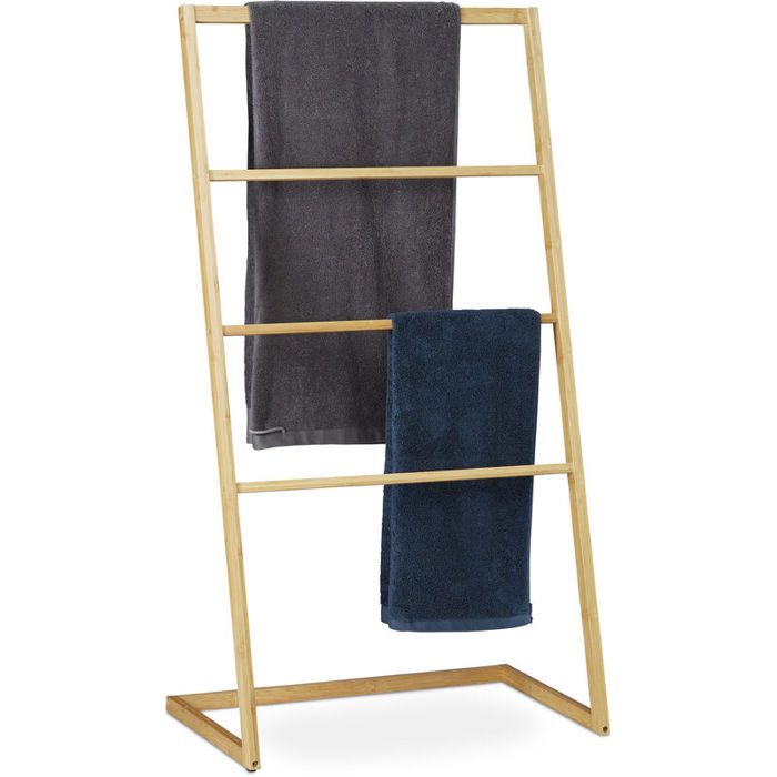 Porte-serviettes échelle - DEKOPRO - Design élégant et original - Bambou résistant à lhumidité