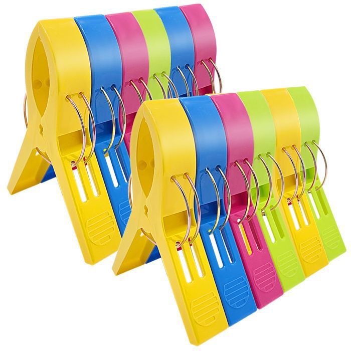 Pinces à Linge 12pc - Clips de Brise-Vent Durables pour Serviettes Quilt Vêtement Couettes Draps Tapis Nappe Pince Plastique Solide