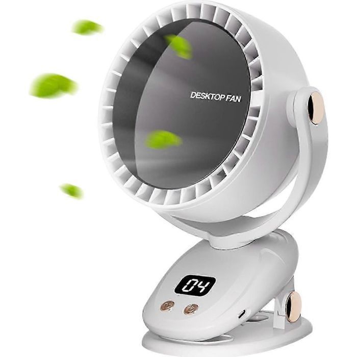 Ventilateur de Bureau Rechargeable Silencieux Circulateur dAir 6 Vitesses avec Écran LED Orientable