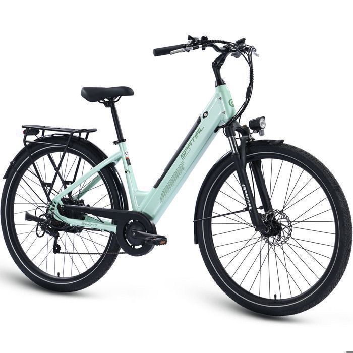 SPATIAL Vélo électrique 29 Vert clair-Moteur 600W- Batterie 48V12Ah- Shimano 7 Vitesses - VTT Ville E-Bike - Autonomie 100 km