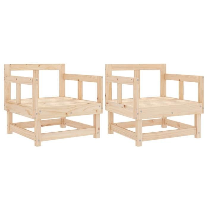 Siège de balcon - HAOSHOP - Chaises de jardin lot de 2 bois massif de pin&01_67137