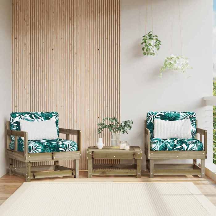 Fauteuils de jardin (par siège):110 kg avec coussins (lot de 2) bois de pin imprégné - Petit canapé balcon LL2430