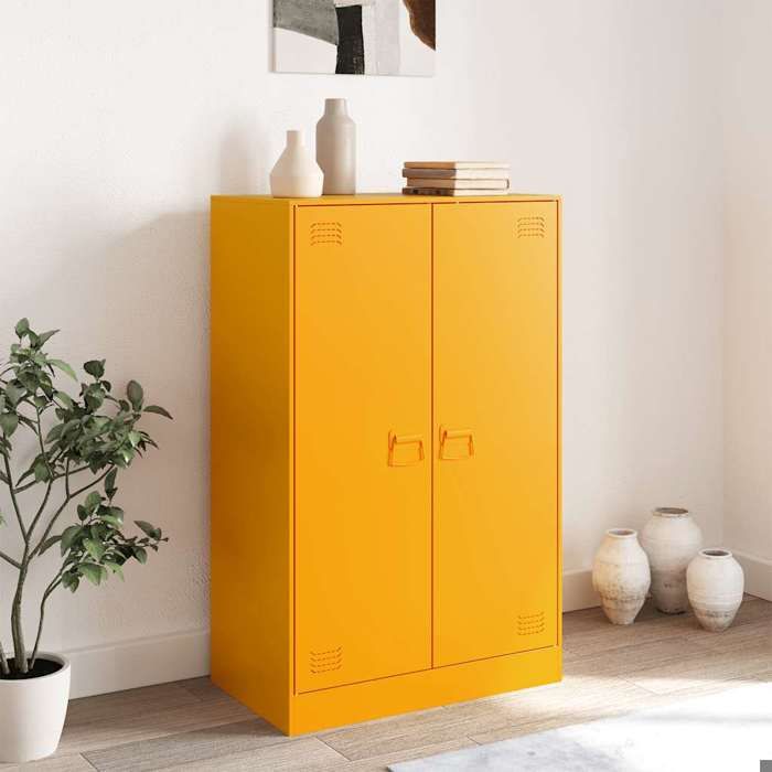 vidaXL Meuble rangement - Buffet jaune moutarde 67x39x107 cm acier poisd:26.25kg &4813