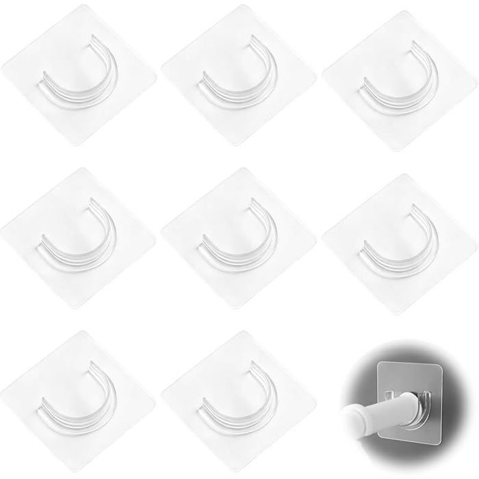 8Pcs Universels Crochet Rideau Sans Percage Douche Auto Adhésifs 7x7cm Instaltion Facile et Montage Mural Su SUPPORT POUR TRINGLE