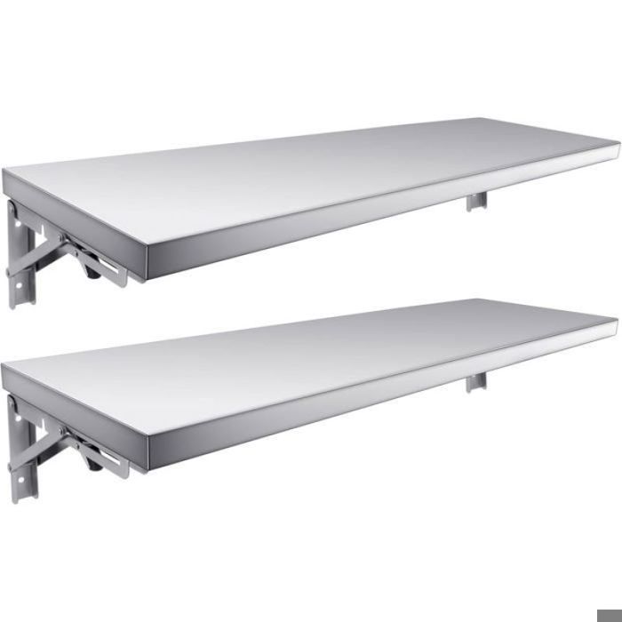 Étagère murale pliable acier inoxydable 40 cm lot de 2 supports charge 50 kg cuisine garage ou buanderie