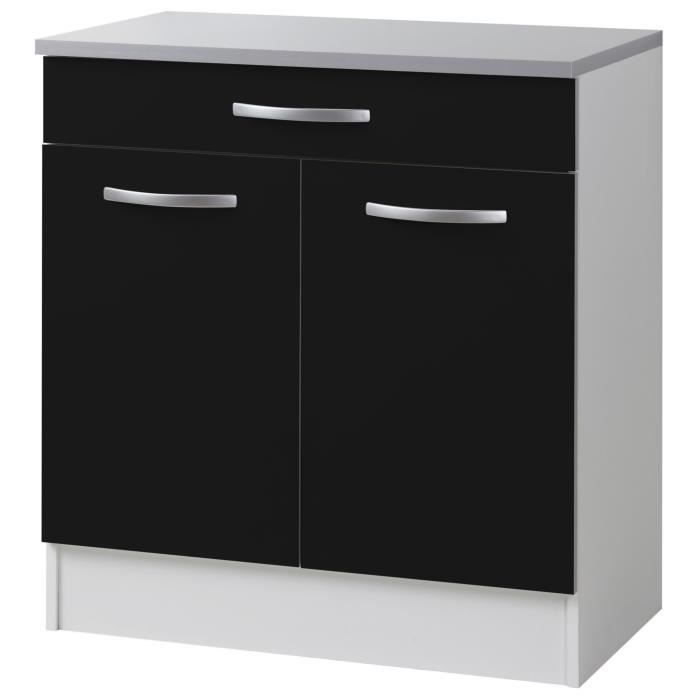 Django Meuble De Cuisine Bas 80cm Petite Profondeur Facade Noir