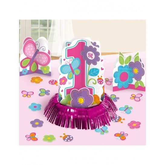 Decorations De Table Anniversaire 1 An Fille Fleurs Achat