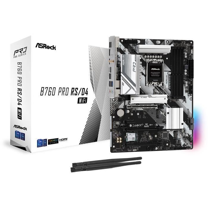 ASRock B760 Pro RS/D4 WiFi - Carte mère ATX Socket 1700 Intel B760 Express - 4x DDR4 - M.2 PCIe 4.0 - USB 3.1 - PCI-Express 4.0 16x