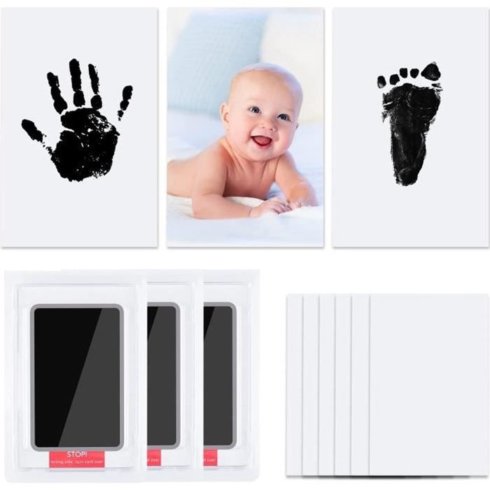 Tampon encreur Clean Touch Kit d'empreintes de mains et d'empreintes de  pieds pour bébé nouveau-né Sans encre Tampon pour les mains et les pieds de  bébé (noir, rouge, vert, bleu) 