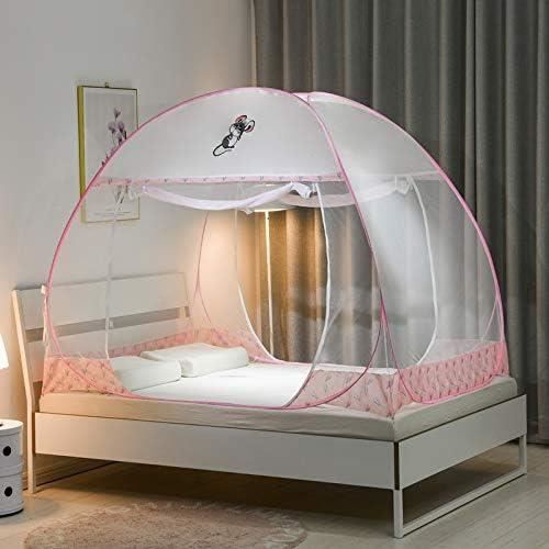 Tente Moustiquaire Pop Up Pour Lit 1 Place - Installation Facile, Grand Espace - Parfait Dortoir Étudiant, Chambre - Rose 190x90x100 Cm
