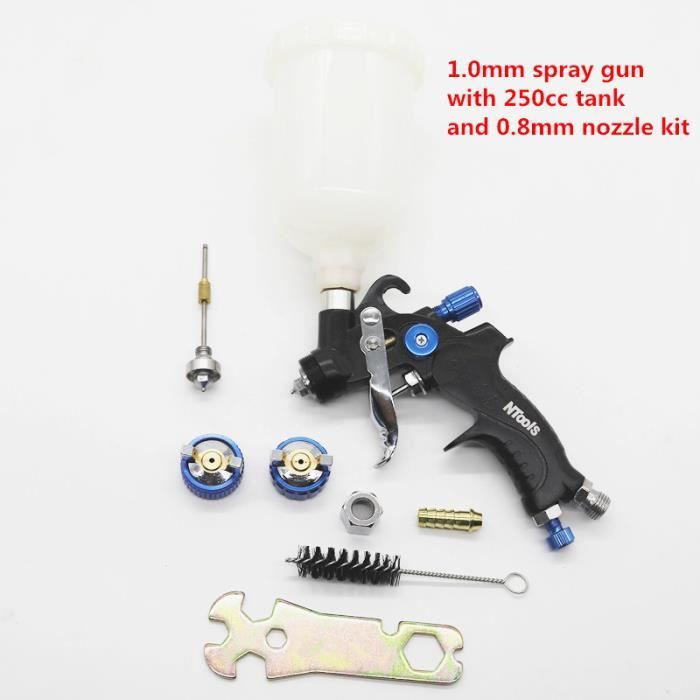 Kit De Buse 1.2mm/1.0mm Pour Pistolet à Peinture HVLP – Avec Tasse à Gravité 250/400ml Et Adaptateurs – NTOOLS