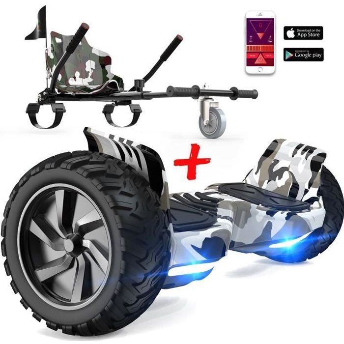 Hoverboard Hummer Tout Terrain 8.5 Pouces - MEGA MOTION - HM - Bluetooth LED - Camouflage